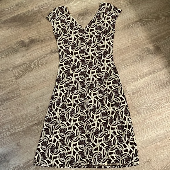 Lady Hathaway Brown Swirl Knot Front Dress Size 4 - Picture 2 of 4